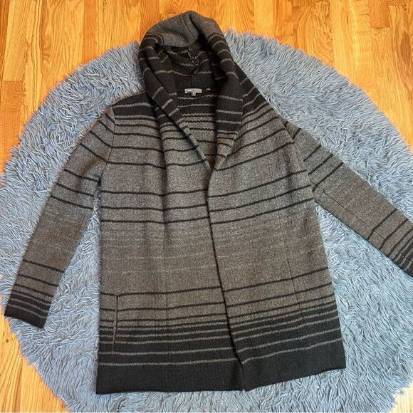 Vince Sophie Grey Black Striped Blanket Cardigan Sweater Car Coat Size S - Picture 3 of 7